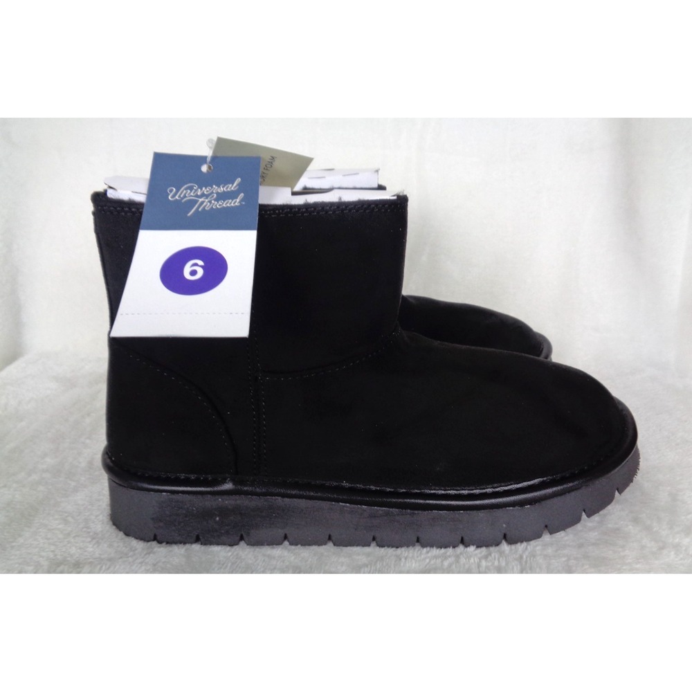 Universal Thread May Suede Boots Size 6‎ Black Shearling Lining Memory Foam